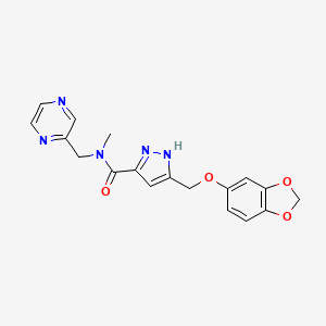 5-[(1,3-benzodioxol-5-yloxy)methyl]-N-methyl-N-(2-pyrazinylmethyl)-1H-pyrazole-3-carboxamide