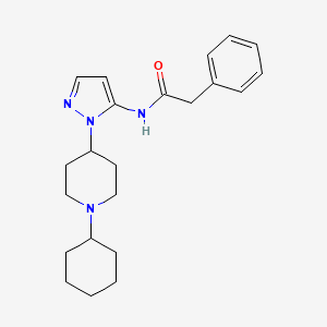 molecular formula C22H30N4O B3787783 N-[1-(1-cyclohexyl-4-piperidinyl)-1H-pyrazol-5-yl]-2-phenylacetamide 