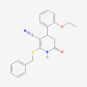 molecular formula C21H20N2O2S B378782 2-(Benzylsulfanyl)-4-(2-ethoxyphenyl)-6-hydroxy-4,5-dihydropyridine-3-carbonitrile 