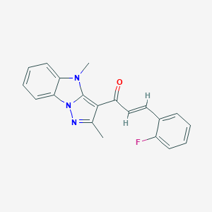 (2E)-1-(2,4-dimethyl-4H-pyrazolo[1,5-a]benzimidazol-3-yl)-3-(2-fluorophenyl)prop-2-en-1-one