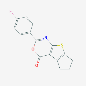 molecular formula C15H10FNO2S B378786 2-(4-fluorophenyl)-6,7-dihydro-4H,5H-cyclopenta[4,5]thieno[2,3-d][1,3]oxazin-4-one CAS No. 342594-88-1