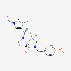 molecular formula C23H30N4O2 B3787862 (3aS*,5S*,9aS*)-5-(1-ethyl-3-methyl-1H-pyrazol-4-yl)-2-(4-methoxybenzyl)hexahydro-7H-pyrrolo[3,4-g]pyrrolizin-1(2H)-one 