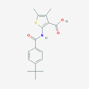 molecular formula C18H21NO3S B378788 2-[(4-Tert-butylbenzoyl)amino]-4,5-dimethyl-3-thiophenecarboxylic acid CAS No. 342594-84-7
