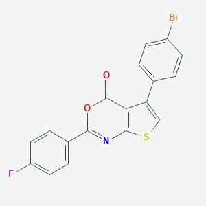 molecular formula C18H9BrFNO2S B378789 5-(4-bromophenyl)-2-(4-fluorophenyl)-4H-thieno[2,3-d][1,3]oxazin-4-one 
