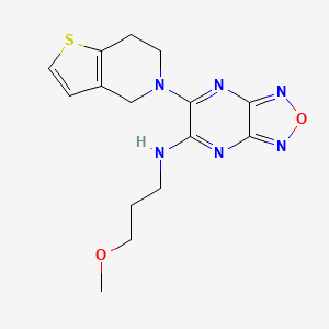 molecular formula C15H18N6O2S B3787896 5-(6,7-dihydro-4H-thieno[3,2-c]pyridin-5-yl)-N-(3-methoxypropyl)-[1,2,5]oxadiazolo[3,4-b]pyrazin-6-amine 