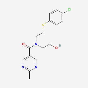 N-{2-[(4-chlorophenyl)thio]ethyl}-N-(2-hydroxyethyl)-2-methylpyrimidine-5-carboxamide