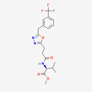 molecular formula C19H22F3N3O4 B3787978 methyl (2S)-3-methyl-2-[3-[5-[[3-(trifluoromethyl)phenyl]methyl]-1,3,4-oxadiazol-2-yl]propanoylamino]butanoate 