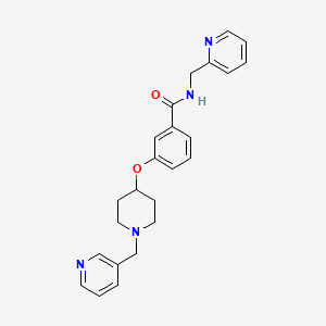 molecular formula C24H26N4O2 B3787986 N-(2-pyridinylmethyl)-3-{[1-(3-pyridinylmethyl)-4-piperidinyl]oxy}benzamide 