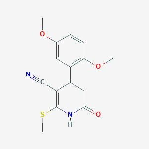 molecular formula C15H16N2O3S B378799 4-(2,5-Dimethoxyphenyl)-6-hydroxy-2-(methylsulfanyl)-4,5-dihydropyridine-3-carbonitrile 