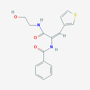 molecular formula C16H16N2O3S B378800 N-[1-{[(2-hydroxyethyl)amino]carbonyl}-2-(3-thienyl)vinyl]benzamide 