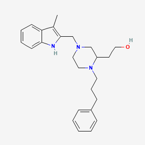 molecular formula C25H33N3O B3788000 2-[4-[(3-methyl-1H-indol-2-yl)methyl]-1-(3-phenylpropyl)-2-piperazinyl]ethanol 