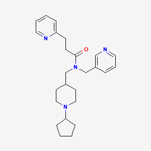 molecular formula C25H34N4O B3788016 N-[(1-cyclopentyl-4-piperidinyl)methyl]-3-(2-pyridinyl)-N-(3-pyridinylmethyl)propanamide 