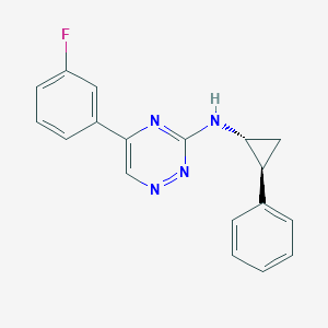 molecular formula C18H15FN4 B3788037 5-(3-fluorophenyl)-N-[(1R,2S)-2-phenylcyclopropyl]-1,2,4-triazin-3-amine 