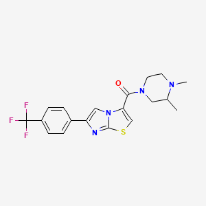 molecular formula C19H19F3N4OS B3788039 (3,4-Dimethylpiperazin-1-yl)-[6-[4-(trifluoromethyl)phenyl]imidazo[2,1-b][1,3]thiazol-3-yl]methanone 