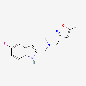 molecular formula C15H16FN3O B3788122 1-(5-fluoro-1H-indol-2-yl)-N-methyl-N-[(5-methyl-1,2-oxazol-3-yl)methyl]methanamine 