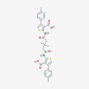 molecular formula C31H30N2O6S2 B378814 2-[(5-{[3-Carboxy-4-(4-methylphenyl)-2-thienyl]amino}-3,3-dimethyl-5-oxopentanoyl)amino]-4-(4-methylphenyl)-3-thiophenecarboxylic acid 