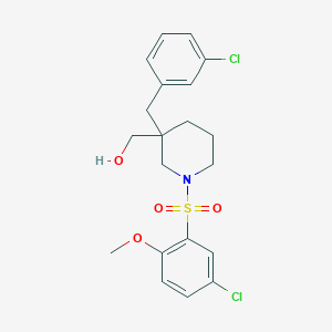 molecular formula C20H23Cl2NO4S B3788227 {3-(3-chlorobenzyl)-1-[(5-chloro-2-methoxyphenyl)sulfonyl]-3-piperidinyl}methanol 