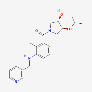 molecular formula C21H27N3O3 B3788279 [(3S,4S)-3-hydroxy-4-propan-2-yloxypyrrolidin-1-yl]-[2-methyl-3-(pyridin-3-ylmethylamino)phenyl]methanone 