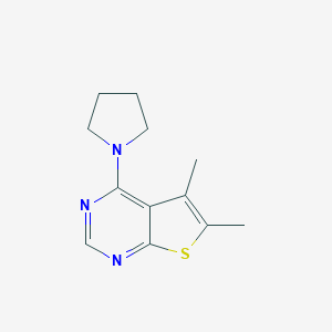 molecular formula C12H15N3S B378830 5,6-Dimethyl-4-(1-pyrrolidinyl)thieno[2,3-d]pyrimidine CAS No. 342595-66-8