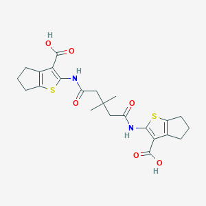 molecular formula C23H26N2O6S2 B378833 2,2'-[(3,3-dimethyl-1,5-dioxopentane-1,5-diyl)di(imino)]bis(5,6-dihydro-4H-cyclopenta[b]thiophene-3-carboxylic acid) 