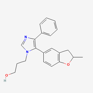 molecular formula C21H22N2O2 B3788406 3-[5-(2-methyl-2,3-dihydro-1-benzofuran-5-yl)-4-phenyl-1H-imidazol-1-yl]propan-1-ol 