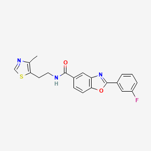 molecular formula C20H16FN3O2S B3788442 2-(3-fluorophenyl)-N-[2-(4-methyl-1,3-thiazol-5-yl)ethyl]-1,3-benzoxazole-5-carboxamide 