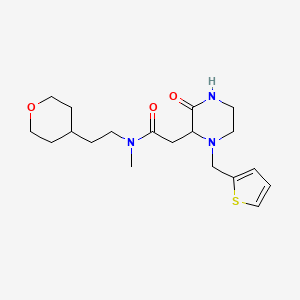 N-methyl-N-[2-(oxan-4-yl)ethyl]-2-[3-oxo-1-(thiophen-2-ylmethyl)piperazin-2-yl]acetamide