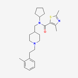 N-cyclopentyl-2,4-dimethyl-N-[[1-[2-(2-methylphenyl)ethyl]piperidin-4-yl]methyl]-1,3-thiazole-5-carboxamide