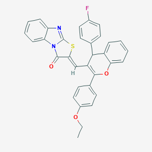 molecular formula C33H23FN2O3S B378847 2-{[2-(4-ethoxyphenyl)-4-(4-fluorophenyl)-4H-chromen-3-yl]methylene}[1,3]thiazolo[3,2-a]benzimidazol-3(2H)-one 