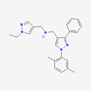 molecular formula C24H27N5 B3788473 1-[1-(2,5-dimethylphenyl)-3-phenyl-1H-pyrazol-4-yl]-N-[(1-ethyl-1H-pyrazol-4-yl)methyl]methanamine 