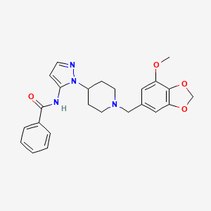 N-(1-{1-[(7-methoxy-1,3-benzodioxol-5-yl)methyl]-4-piperidinyl}-1H-pyrazol-5-yl)benzamide