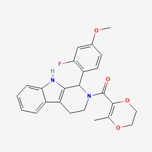 molecular formula C24H23FN2O4 B3788485 1-(2-fluoro-4-methoxyphenyl)-2-[(3-methyl-5,6-dihydro-1,4-dioxin-2-yl)carbonyl]-2,3,4,9-tetrahydro-1H-beta-carboline 