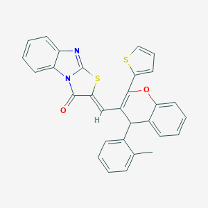 2-{[4-(2-methylphenyl)-2-(2-thienyl)-4H-chromen-3-yl]methylene}[1,3]thiazolo[3,2-a]benzimidazol-3(2H)-one