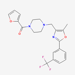 molecular formula C21H20F3N3O3 B3788529 Furan-2-yl-[4-[[5-methyl-2-[3-(trifluoromethyl)phenyl]-1,3-oxazol-4-yl]methyl]piperazin-1-yl]methanone 