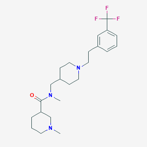 molecular formula C23H34F3N3O B3788562 N,1-dimethyl-N-[[1-[2-[3-(trifluoromethyl)phenyl]ethyl]piperidin-4-yl]methyl]piperidine-3-carboxamide 