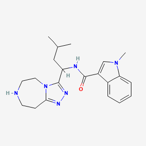 molecular formula C21H28N6O B3788569 1-methyl-N-[3-methyl-1-(6,7,8,9-tetrahydro-5H-[1,2,4]triazolo[4,3-d][1,4]diazepin-3-yl)butyl]-1H-indole-3-carboxamide 