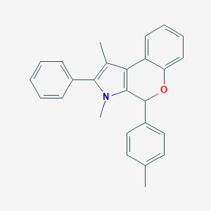 molecular formula C26H23NO B378858 1,3-Dimethyl-4-(4-methylphenyl)-2-phenyl-3,4-dihydrochromeno[3,4-b]pyrrole 