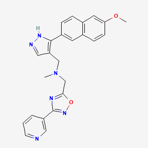 molecular formula C24H22N6O2 B3788597 1-[5-(6-methoxynaphthalen-2-yl)-1H-pyrazol-4-yl]-N-methyl-N-[(3-pyridin-3-yl-1,2,4-oxadiazol-5-yl)methyl]methanamine 