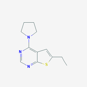 molecular formula C12H15N3S B378861 6-Ethyl-4-(1-pyrrolidinyl)thieno[2,3-d]pyrimidine 
