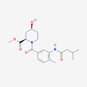 molecular formula C20H28N2O5 B3788629 methyl (2R,4S)-4-hydroxy-1-[4-methyl-3-(3-methylbutanoylamino)benzoyl]piperidine-2-carboxylate 