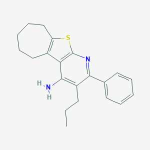 molecular formula C21H24N2S B378863 2-phenyl-3-propyl-6,7,8,9-tetrahydro-5H-cyclohepta[4,5]thieno[2,3-b]pyridin-4-amine 