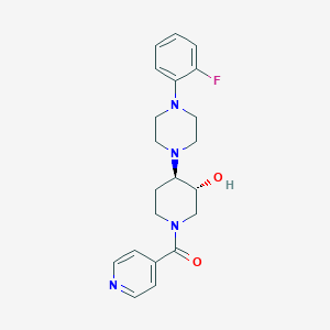 molecular formula C21H25FN4O2 B3788644 (3R*,4R*)-4-[4-(2-fluorophenyl)-1-piperazinyl]-1-isonicotinoyl-3-piperidinol 