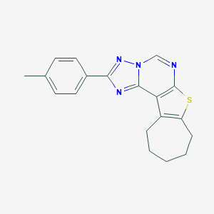 molecular formula C19H18N4S B378866 2-(4-methylphenyl)-9,10,11,12-tetrahydro-8H-cyclohepta[4,5]thieno[3,2-e][1,2,4]triazolo[1,5-c]pyrimidine 