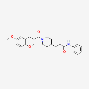 3-{1-[(6-methoxy-3,4-dihydro-2H-chromen-3-yl)carbonyl]-4-piperidinyl}-N-phenylpropanamide