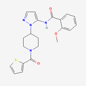 molecular formula C21H22N4O3S B3788668 2-methoxy-N-{1-[1-(2-thienylcarbonyl)-4-piperidinyl]-1H-pyrazol-5-yl}benzamide 