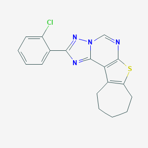 molecular formula C18H15ClN4S B378867 2-(2-chlorophenyl)-9,10,11,12-tetrahydro-8H-cyclohepta[4,5]thieno[3,2-e][1,2,4]triazolo[1,5-c]pyrimidine 