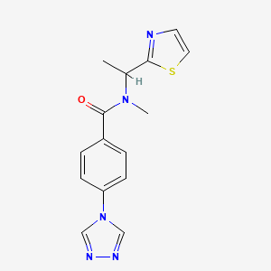 molecular formula C15H15N5OS B3788677 N-methyl-N-[1-(1,3-thiazol-2-yl)ethyl]-4-(4H-1,2,4-triazol-4-yl)benzamide 