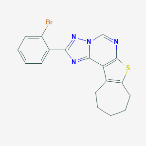 molecular formula C18H15BrN4S B378869 2-(2-bromophenyl)-9,10,11,12-tetrahydro-8H-cyclohepta[4,5]thieno[3,2-e][1,2,4]triazolo[1,5-c]pyrimidine 
