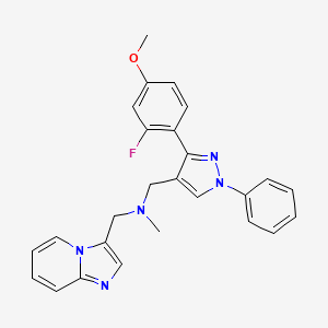 molecular formula C26H24FN5O B3788694 1-[3-(2-fluoro-4-methoxyphenyl)-1-phenyl-1H-pyrazol-4-yl]-N-(imidazo[1,2-a]pyridin-3-ylmethyl)-N-methylmethanamine 