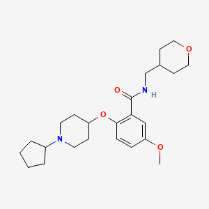 molecular formula C24H36N2O4 B3788713 2-[(1-cyclopentyl-4-piperidinyl)oxy]-5-methoxy-N-(tetrahydro-2H-pyran-4-ylmethyl)benzamide 